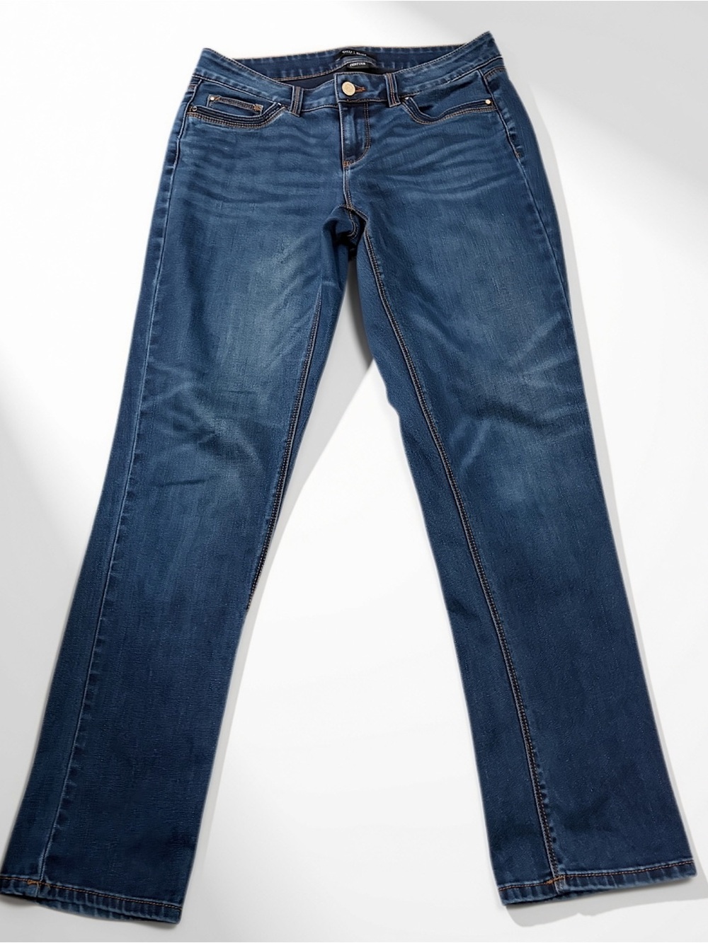 White House/ Black Market Women’s Slim Straight Jeans in Dark Blue